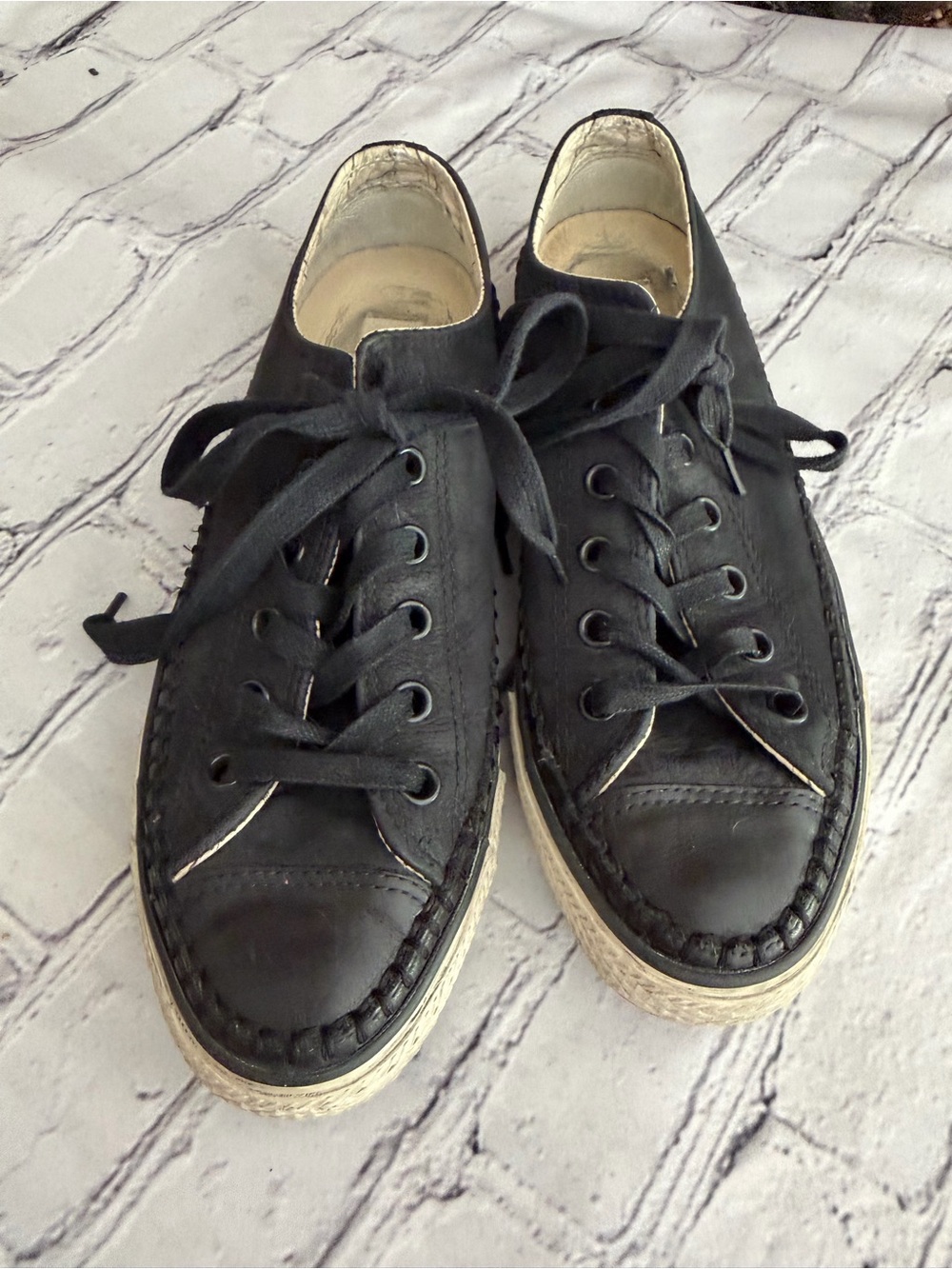 John Varvatos x Converse Black Leather Sneakers Unisex Mens 7.5 Womens 9.5 Shoes